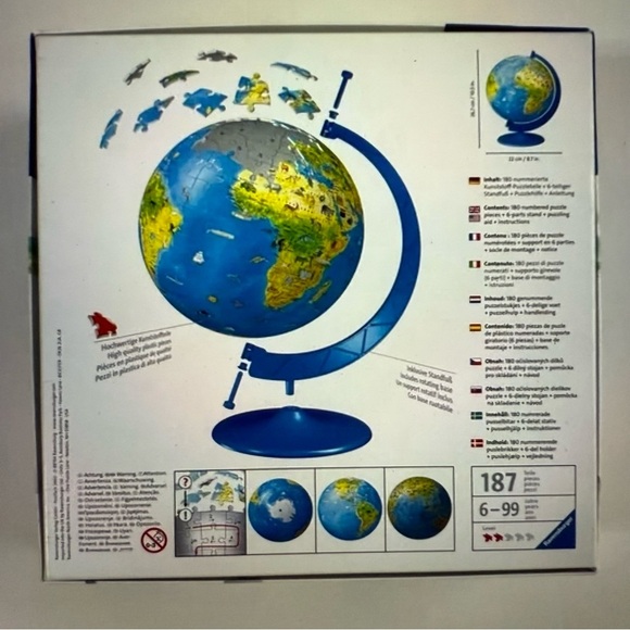 Ravensburger Blue 3D Puzzle Globe - Picture 2 of 9